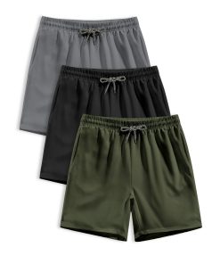 3pcs Men's Solid Casual Sports Drawstring Shorts Set, Men's Running Basketball Shorts, Summer Outdoor