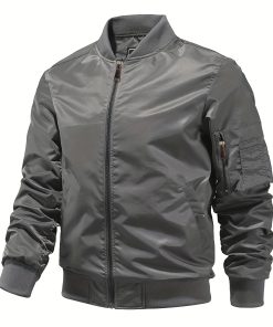 Stylish Bomber Jacket - Regular Fit, Zippered Pockets - Ideal for Casual Springu002FAutumn Wear