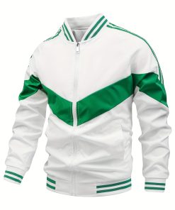 Men's Baseball Collar Jacket Color Matching Style Men's And Women's Sports Preppy Wind Jacket Autumn And Winter Thin Coat Jacket