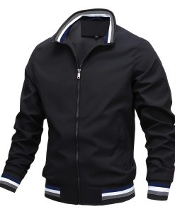 Classic Bomber Jacket, Men's Casual Baseball Jacket Coat Regular Fit College Hipster Windbreaker For Spring Autumn