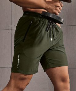 Men's Solid Color Regular Fit Shorts With Drawstring And Dual Zippered Front Pockets, Casual And Quick Dry Sports Shorts Suitable For Summer Fitness And Outdoors Activities