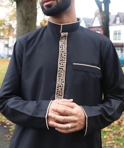 Men's Long Sleeve Kanudra, Arabic Long Gown Thobe For Eid And Ramdan