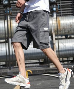 Men's Polyester Cargo Shorts with Drawstring Waist - Multi-Pocket, Durable, and Easy-Care for Daily Comfort